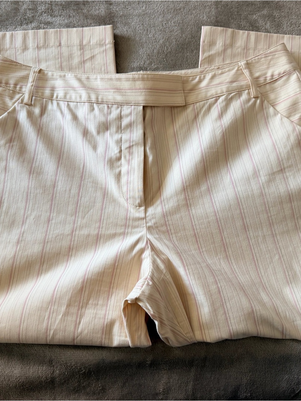 St. John Cream Pinstriped Tailored Trousers